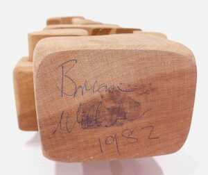 Brian Willsher (1939-2010). Interlocking design wooden sculpture, signed and dated 1982, 39cm high. - 5
