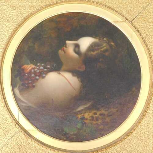 Theodore Jensen (1816-1894). Recumbent lady, scantily clad, in reflective mood, holding grapes,...