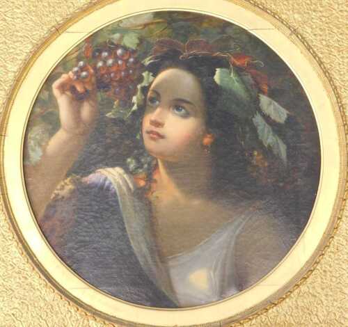 Theodore Jensen (1816-1894). Lady in reflective mood looking at grapes, oil on canvas, signed...