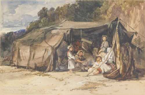 W M (19thC). Turkomans Hut, watercolour, attributed, titled and dated Nov 30th (18)43, 35cm x 54cm.