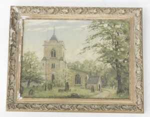 Clive Richard Browne (1901-1991). Church, oil on board, signed, 29cm x 39cm. - 2