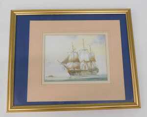 David C Bell (b.1950). HMS Victory, artist signed and titled limited edition print, 14/100, 21cm... - 2