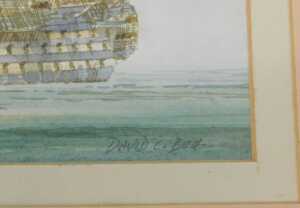 David C Bell (b.1950). HMS Victory, artist signed and titled limited edition print, 14/100, 21cm... - 3