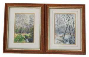 Eric L Littlewood (b.1930). Winter scene, watercolour, signed, 7cm x 5cm, and three others. (4)