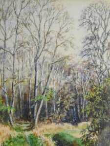 Eric L Littlewood (b.1930). Winter scene, watercolour, signed, 7cm x 5cm, and three others. (4) - 3