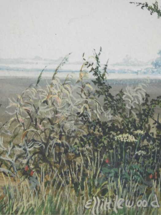 Eric L Littlewood (b.1930). Summer fields, watercolour, signed, 9cm x 9cm, and another. (2)