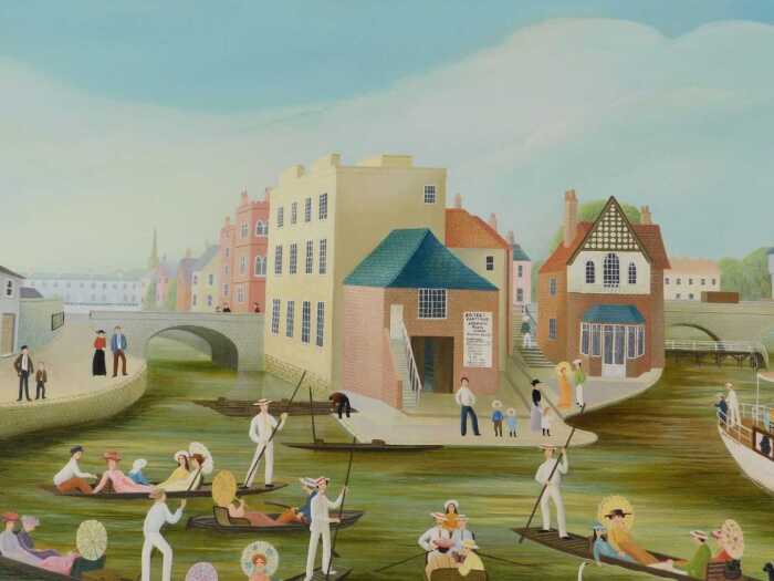 Pamela Cornell (1928-1987). Folly bridge, oil on canvas, signed, titled verso and dated 1978,...
