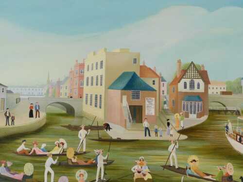Pamela Cornell (1928-1987). Folly bridge, oil on canvas, signed, titled verso and dated 1978,...