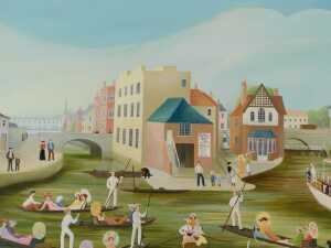 Pamela Cornell (1928-1987). Folly bridge, oil on canvas, signed, titled verso and dated 1978,...