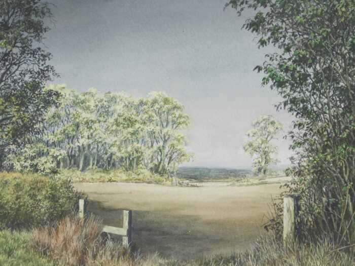 Eric L Littlewood (b.1930). Summer landscape, mixed media, signed, 22cm x 31cm.