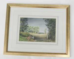 Eric L Littlewood (b.1930). Summer landscape, mixed media, signed, 22cm x 31cm. - 2