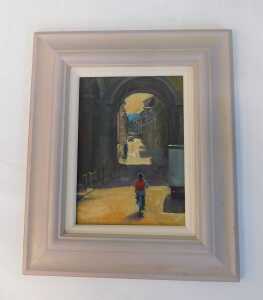 Ian Layton (b.1953). Via Della Colonna Florence, oil on board, signed, attributed verso, 25cm x... - 2