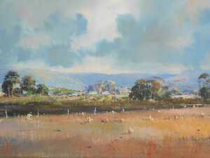 Henry McLaughlin (b.1937). Rainclouds at Middleswan Western Australia, oil on board, signed, pen...