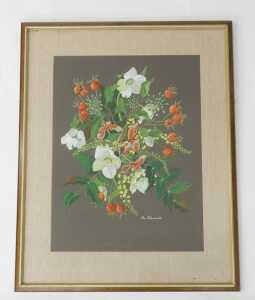 Edwards (20thC). Flowers and rosehips, gouache, signed, 54cm x 40cm. - 2