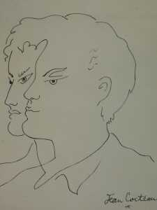 Jean Cocteau (1889-1963). Two heads, pen, signed, 22cm x 20cm.