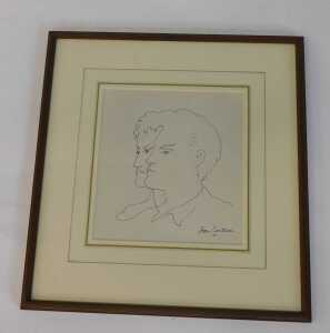 Jean Cocteau (1889-1963). Two heads, pen, signed, 22cm x 20cm. - 2