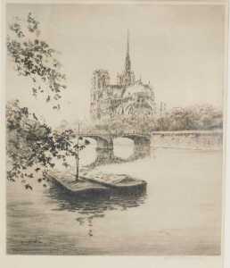 19thC French School. Notre Dame, engraving, signed, 23cm x 19cm. - 3