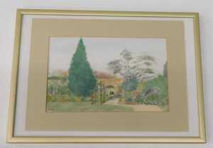 P Dean (20thC). Garden landscape, watercolour, signed, 13cm x 20cm. - 2