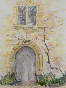 Dean Beckinsale (20thC). The Old Door, watercolour, initialled, label verso, 25cm x 18cm.