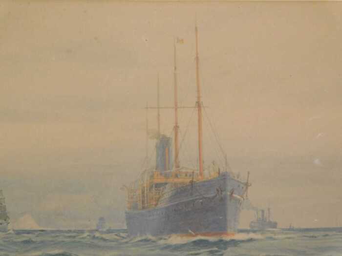 Harry Branston Freer (1876-1947). Ships on calm waters, watercolour, unsigned, attributed verso,...