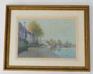 Robert Richardson (b.1938). View along The Thames, mixed media, signed, labelled and titled... - 2