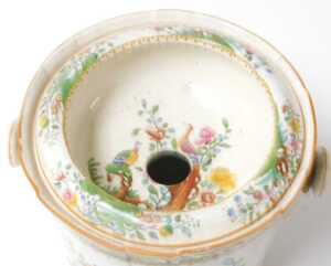 A late 19thC Copeland late Spode pottery wash pail, and cover, polychrome decorated with exotic... - 3