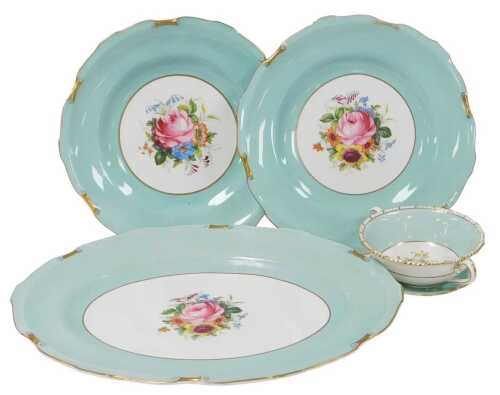 A Royal Crown Derby porcelain Rosemary pattern oval meat platter, printed marks, together with...
