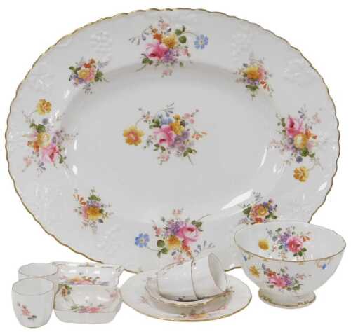 A Royal Crown Derby porcelain Derby Posies meat platter, together with a tea plate, sugar bowl,...