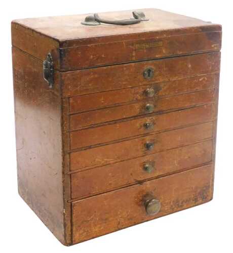 An early 20thC mahogany and pine dental chest, by S S White Co. (GB) Limited, 126 Great Portland...