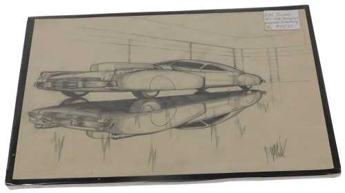 R M Childs (American early 20thC). A design for an automobile, charcoal, signed, 24cm x 32cm.