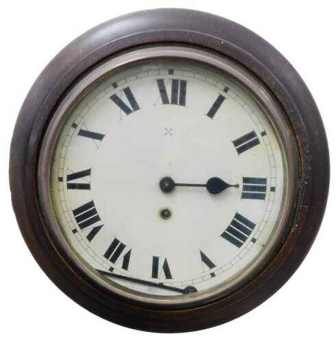 A late 19thC Hamburg American Clock Company oak cased wall clock, circular dial bearing Roman...