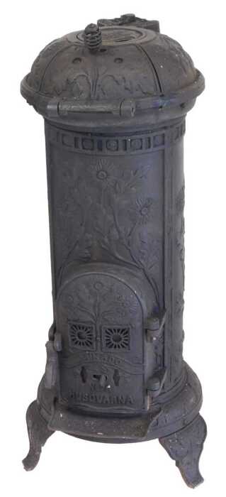 An early 20thC Husqvarna cast iron Marco stove, model no. 78, embossed with flowers, raised on...