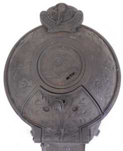 An early 20thC Husqvarna cast iron Marco stove, model no. 78, embossed with flowers, raised on... - 3