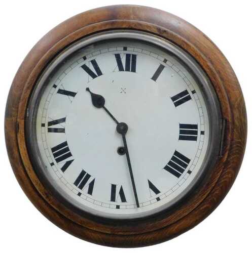 A late 19thC Hamburg America Clock Company oak cased wall clock, circular dial bearing Roman...