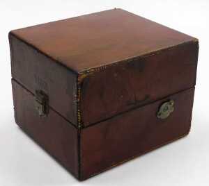 An early 20thC Decca brown leather cased gramophone, 21cm high, 24cm wide, 27.5cm deep. - 6