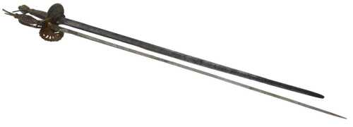 A 1796 pattern infantry officer's sword, with a brass pommel and engraved steel blade, 97cm high,...