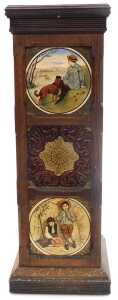 A late 19thC oak and tile set jardiniere stand, three sides bearing tiles depicting birds, the... - 5
