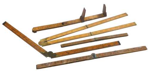 A 19thC boxwood foot measuring ruler, by Smallwood of Birmingham, a Customs ruler by Abraham...