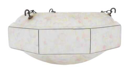 An Art Deco mottled glass plafonnier, of dodecohedral semi fluted form, with marbled decoration,...