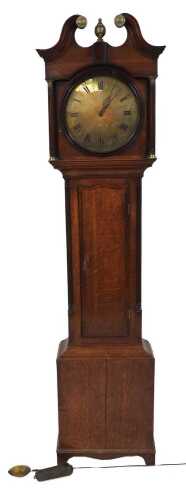 A Georgian early 19thC Scottish oak longcase clock, by R. Martin of Glasgow, circular brass dial...