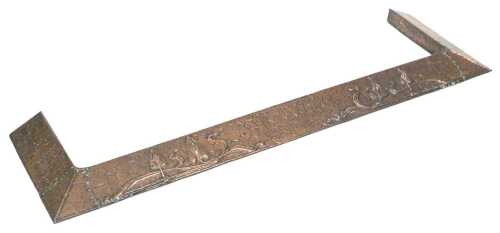 An Arts and Crafts copper fender, with embossed stylised floral decoration, 143cm x 41cm, inner...