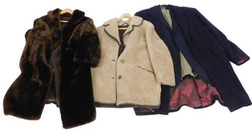 A lady's beaver lamb full length fur coat, together with a HeaTona sheepskin jacket, William...