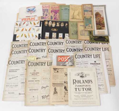 Printed ephemera, various magazines, publications and advertising interest.