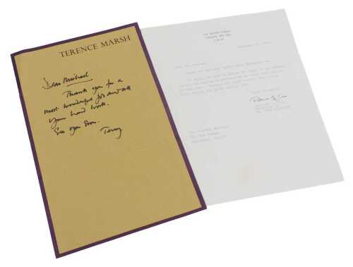 Terrence Marsh (1931-2018) film set director/designer, hand written note to Michael Seirton, on...