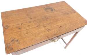 A George III oak side table, with a single frieze drawer, raised on slender square legs, united... - 2