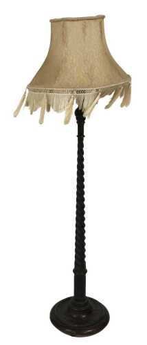 Agatha (1979) movie interest, a 1920s mahogany stained tapered spiral twisted standard lamp with...