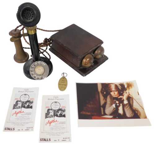 Agatha (1979) movie interest. A vintage telephone from the film set, brass keyring, film premier...
