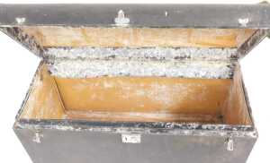 An early 20thC ebonised car trunk, possibly by Brooks, of domed form, with twin carrying handles,... - 3