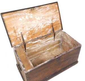 A 19thC stained pine trunk, raised on a plinth base, 50cm high, 103cm wide, 55cm deep. - 2
