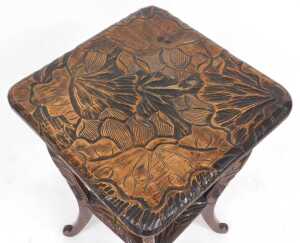 An early 20thC Arts and Crafts Japanese carved hardwood occasional table, for Liberty of London,... - 2